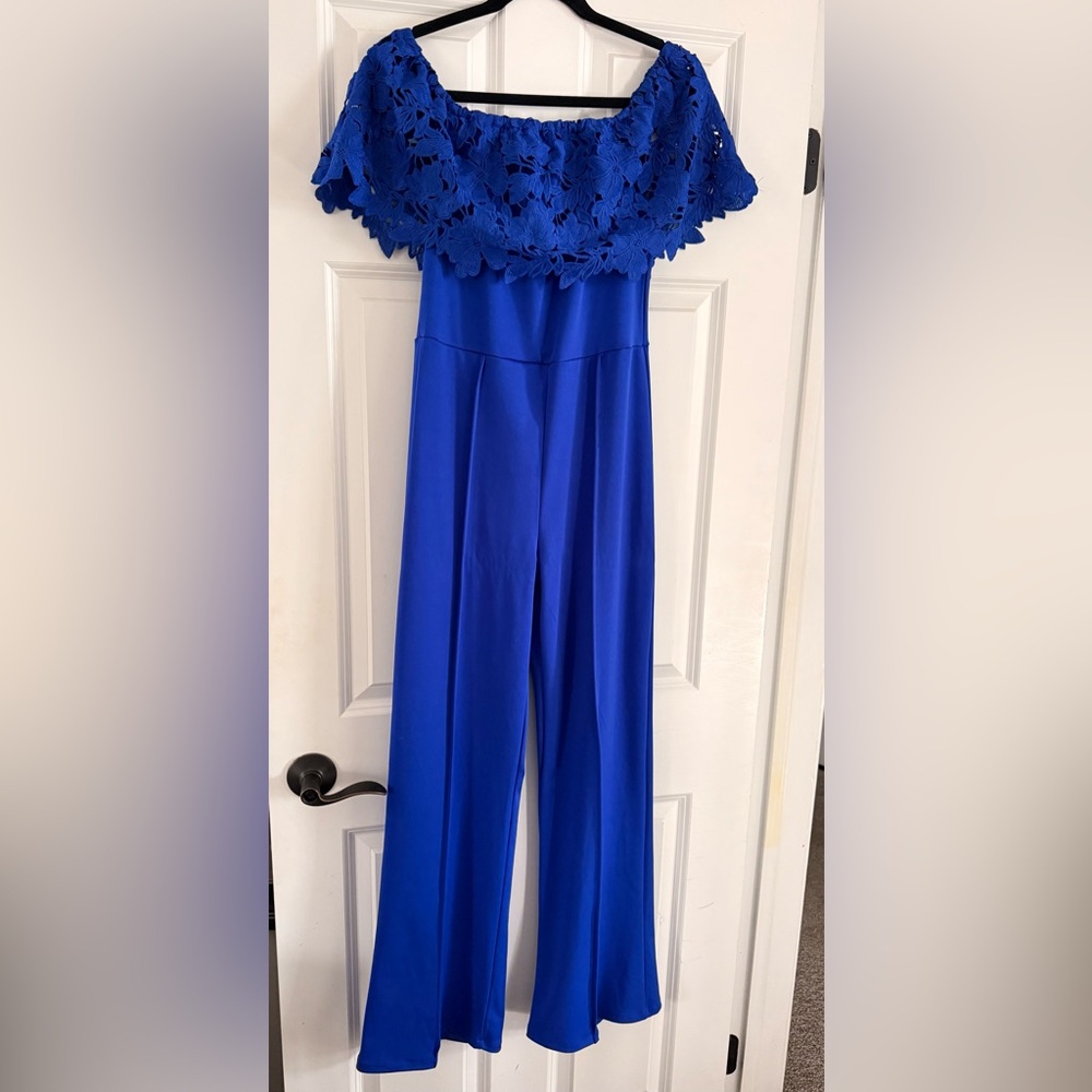Elegant Blue Off-Shoulder Jumpsuit